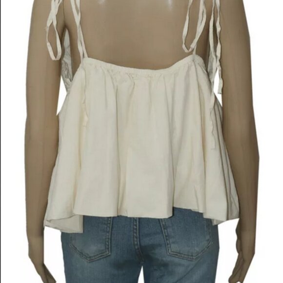 By Anthropologie Crochet Bubble Tank V Neck Beige Strap Top L - Picture 4 of 6